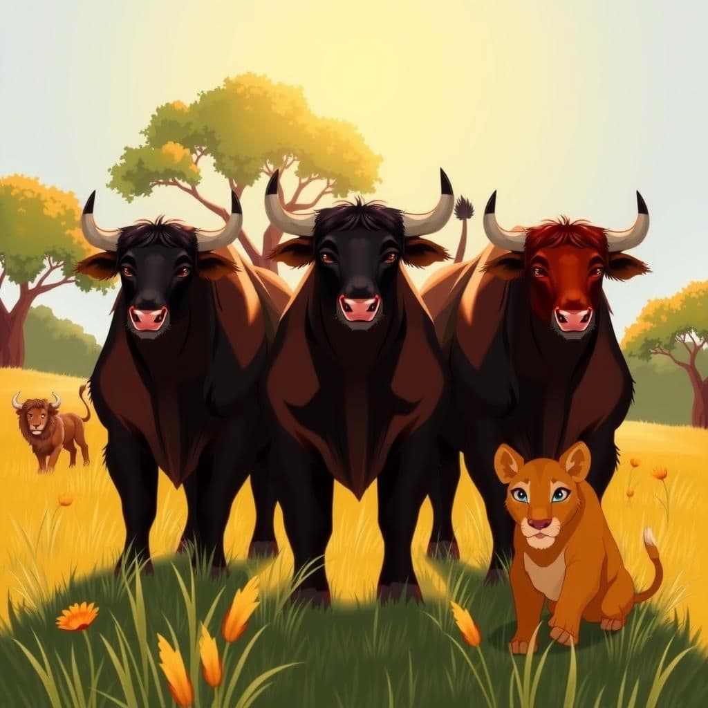 The Lion and the Three Bulls