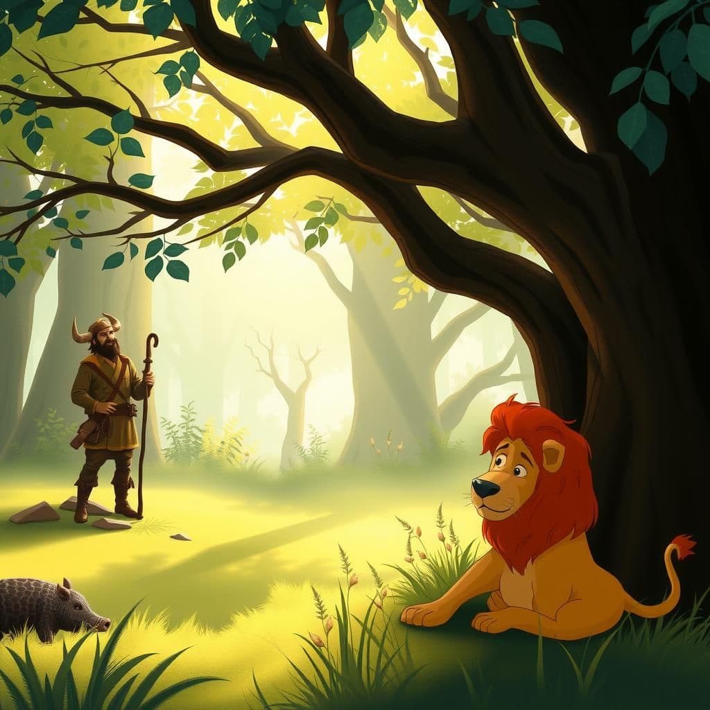 The Bull the Lioness and the Wild Boar Hunter