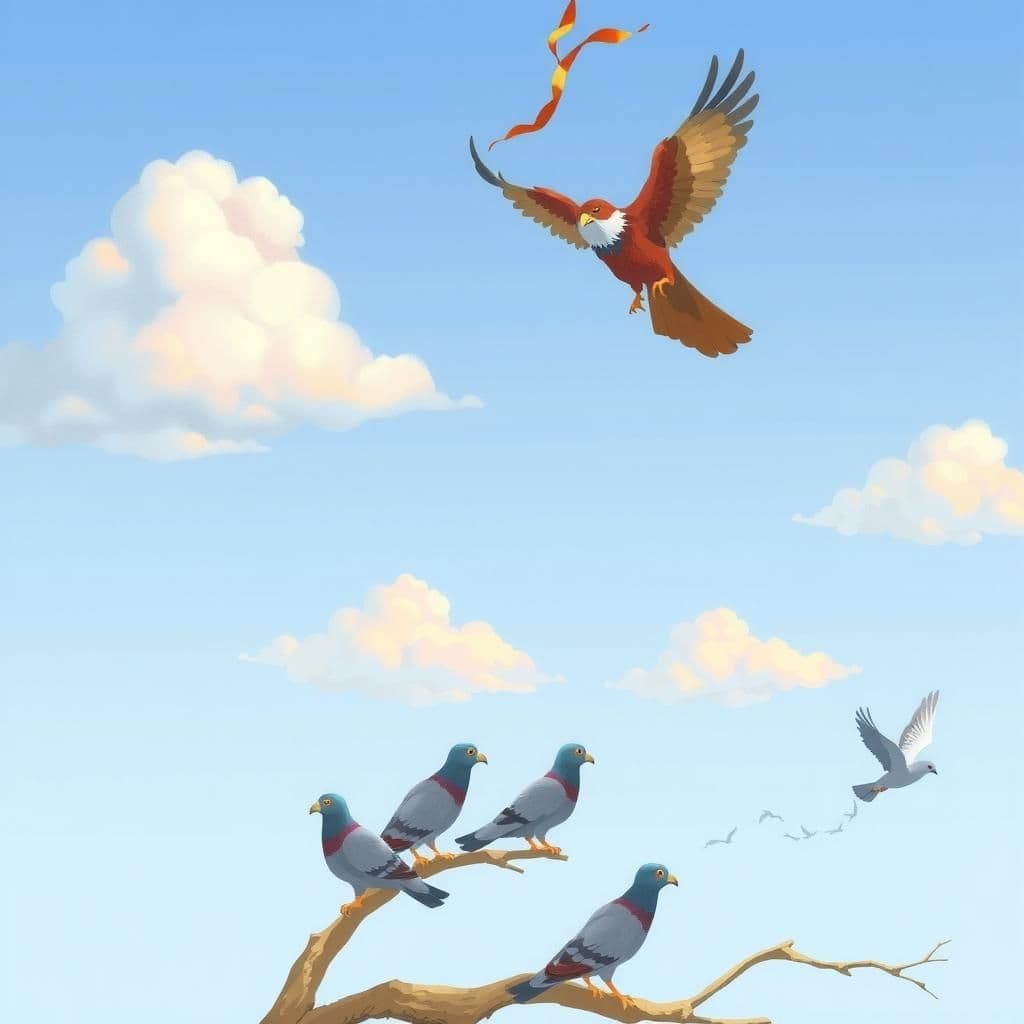 The Kite, the Pigeons, and the Hawk