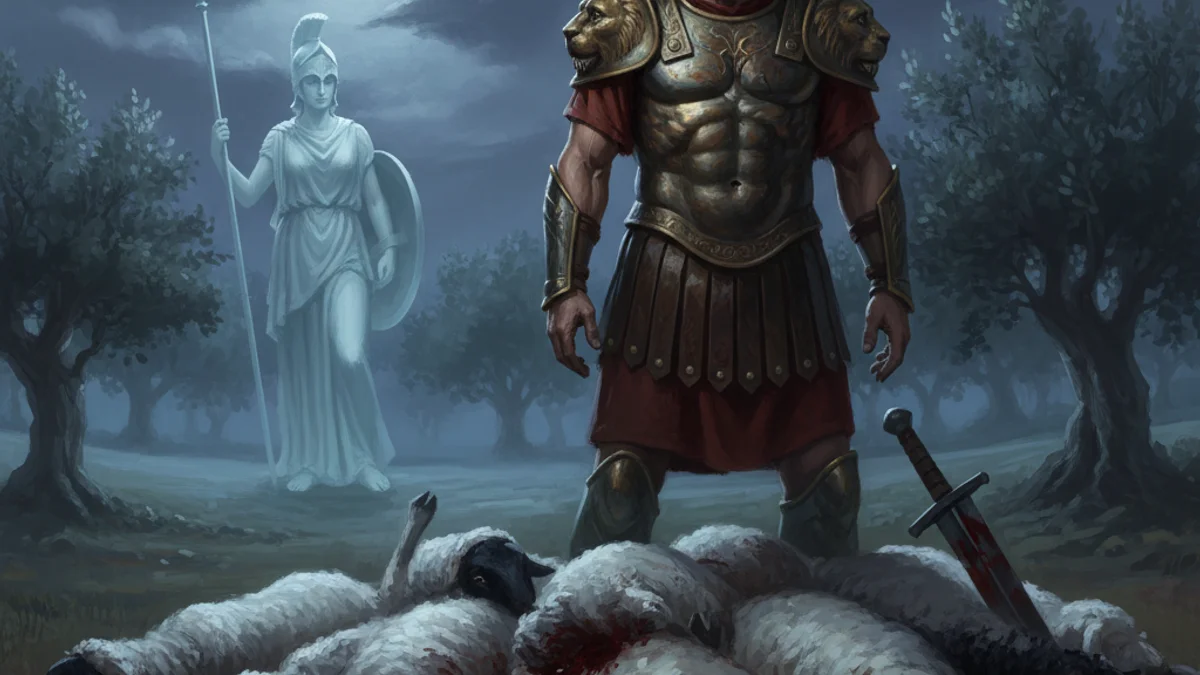 Illustration for Ajax and the Armor of Achilles - a heroes Greek Myths story with moral lessons