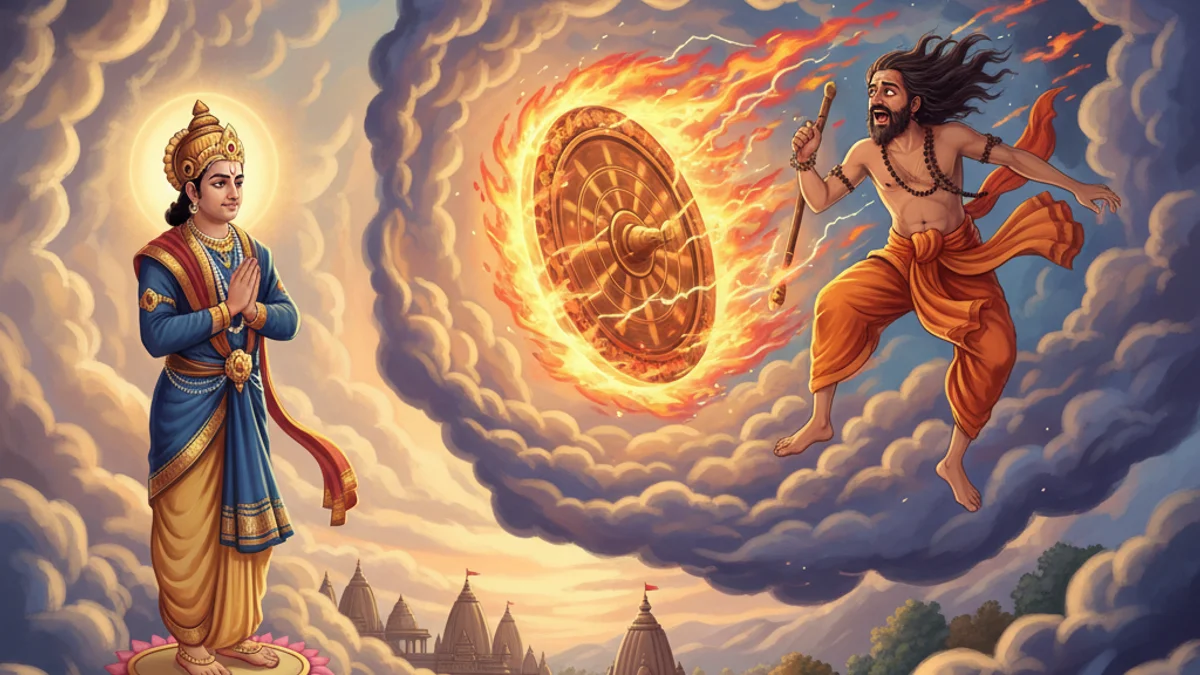 Ambarisha and Durvasa - Tales from the Bhagavata Purana story illustration from Hindu Puranas