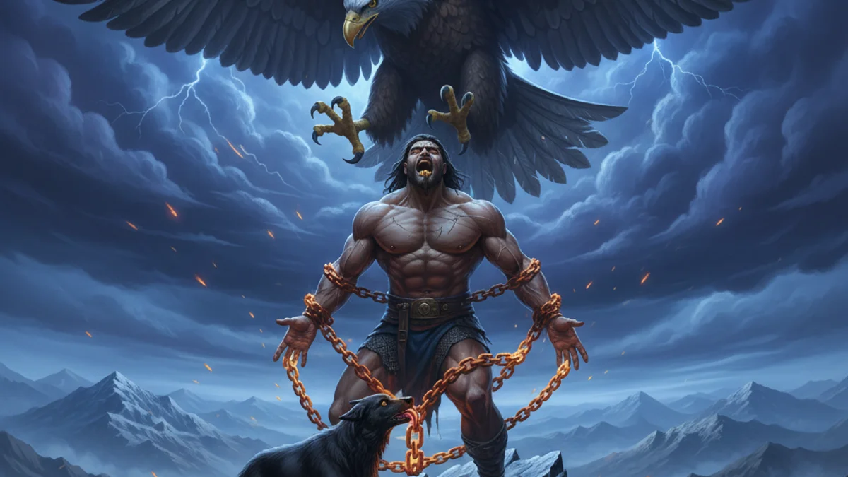 Amirani the Georgian Prometheus - Hero Tales story illustration from Georgian Folklore