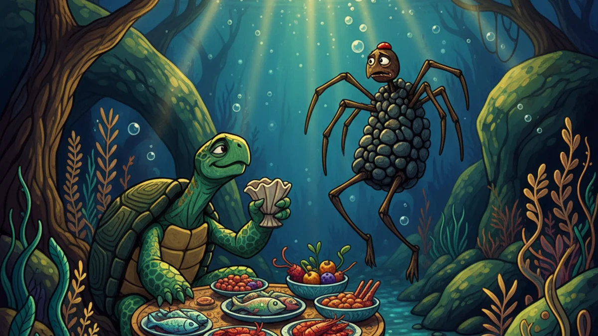 Anansi and the Turtle - Trickster Tales story illustration from African Folktales