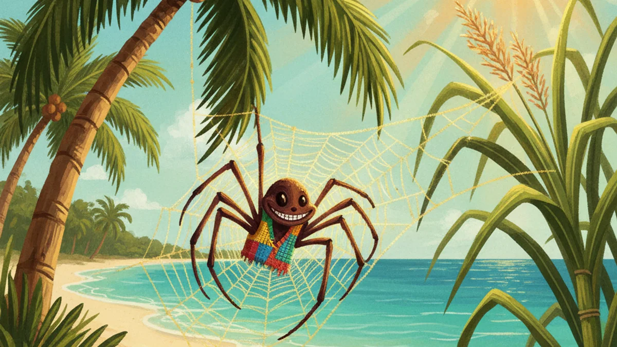 Anansi Comes to the Caribbean - Trickster Tales story illustration from Caribbean Folklore