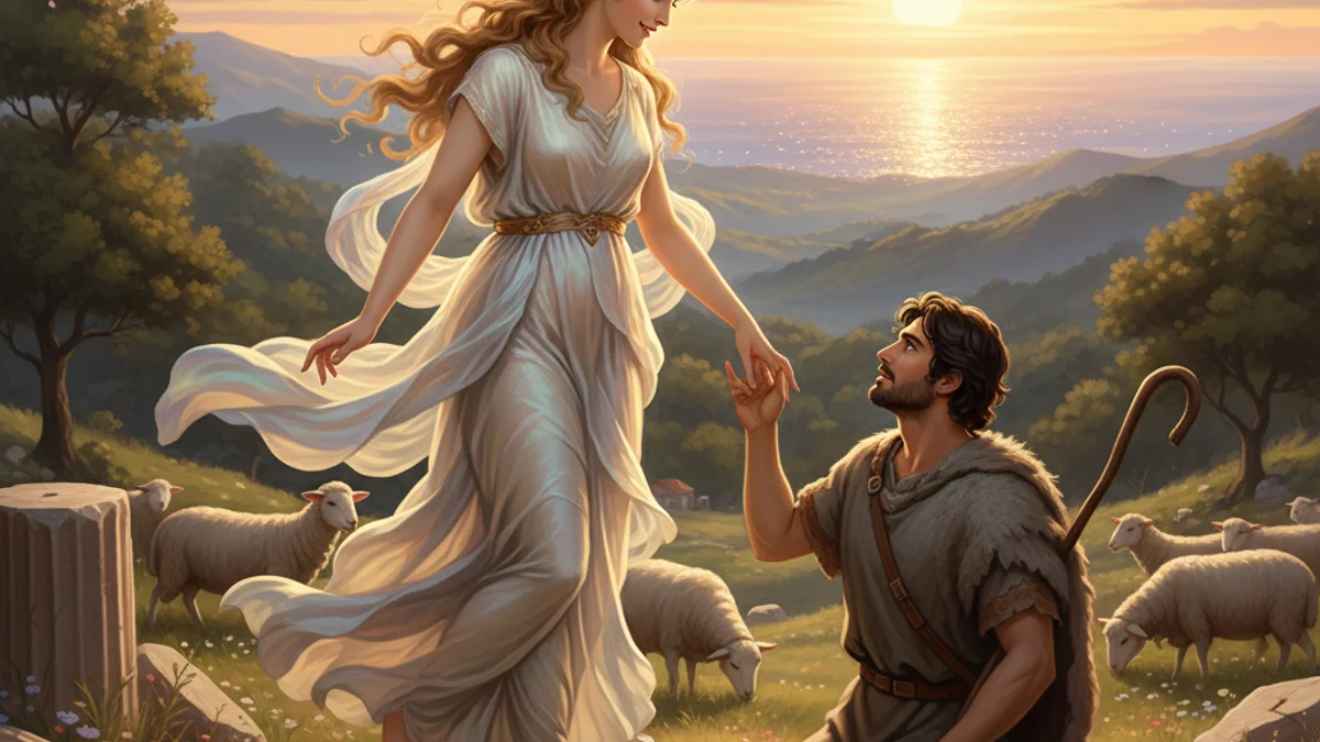Illustration for Aphrodite and Anchises - a olympian gods Greek Myths story with moral lessons