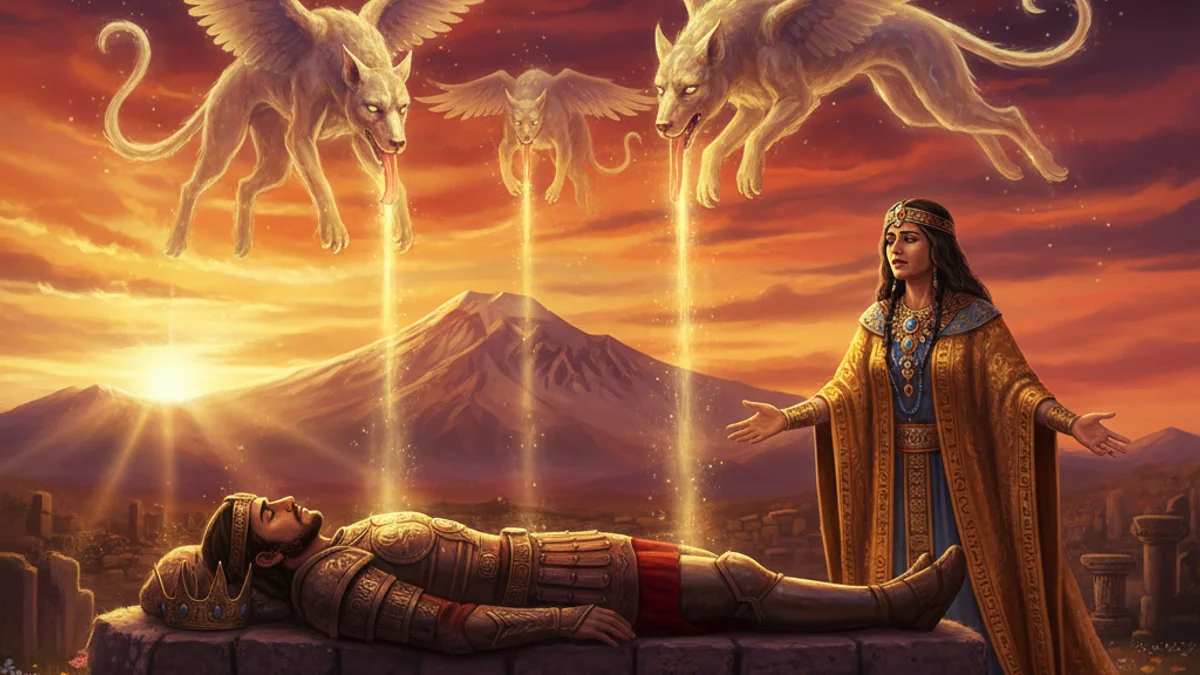 Illustration for Ara the Beautiful - a hero legends Armenian Mythology story with moral lessons