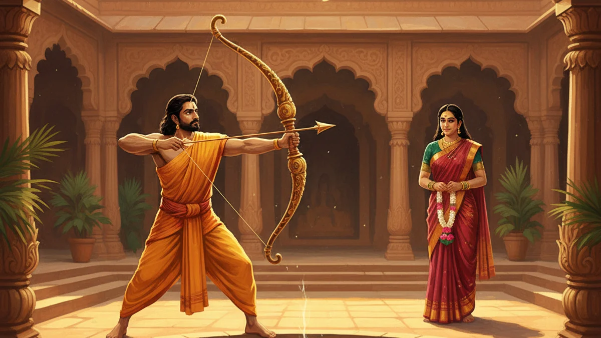 Illustration for Arjuna Wins Draupadi - a stories from the mahabharata Hindu Epics story with moral lessons