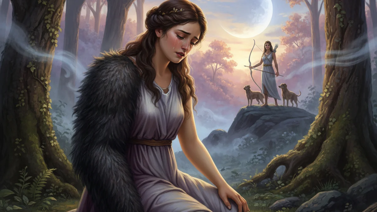 Illustration for Artemis and Callisto - a olympian gods Greek Myths story with moral lessons