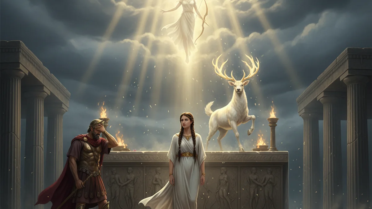 Illustration for Artemis and Iphigenia - a olympian gods Greek Myths story with moral lessons