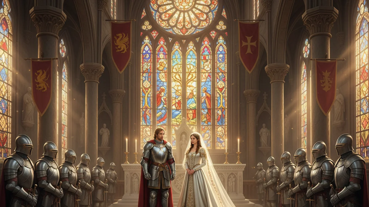 Illustration for Arthur and Guinevere's Wedding - a stories of king arthur Arthurian Legends story with moral lessons