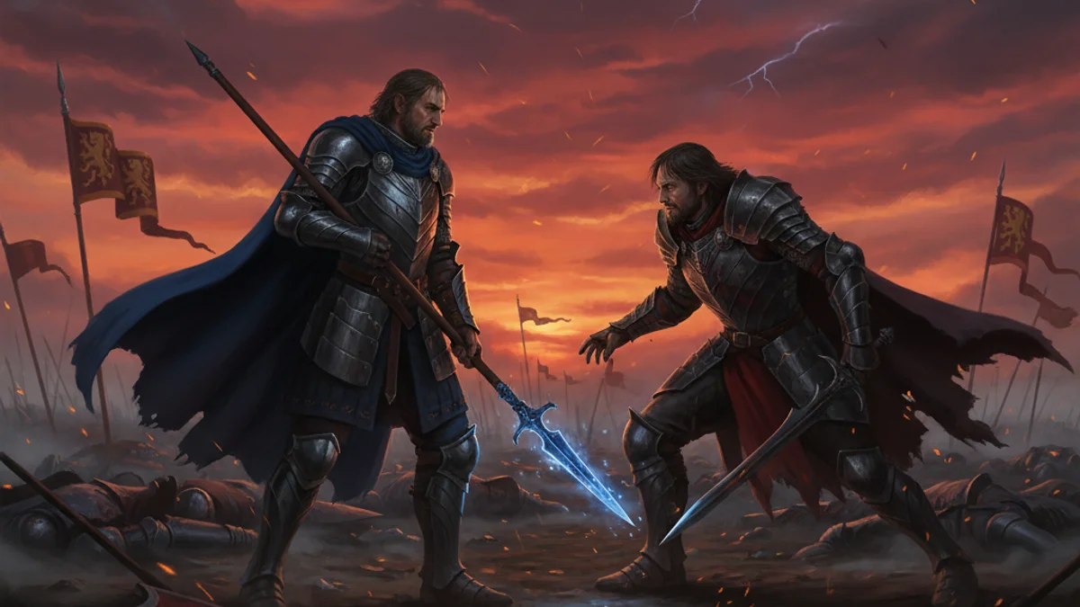 Arthur and Mordred - Stories of King Arthur story illustration from Arthurian Legends