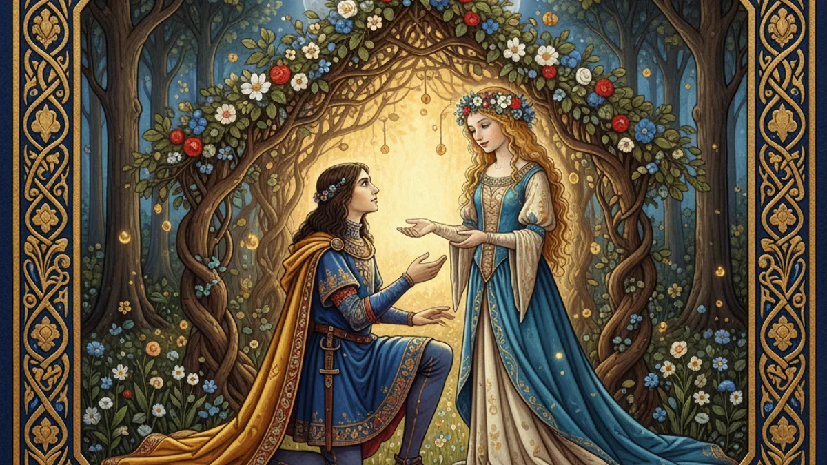 Illustration for Aucassin and Nicolette - a troubadour stories Medieval Tales story with moral lessons