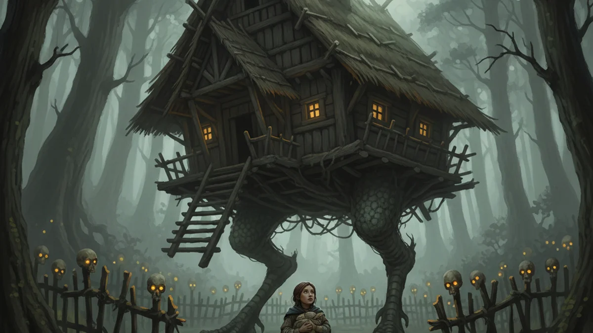 Illustration for Baba Yaga - a slavic legends European Folklore story with moral lessons