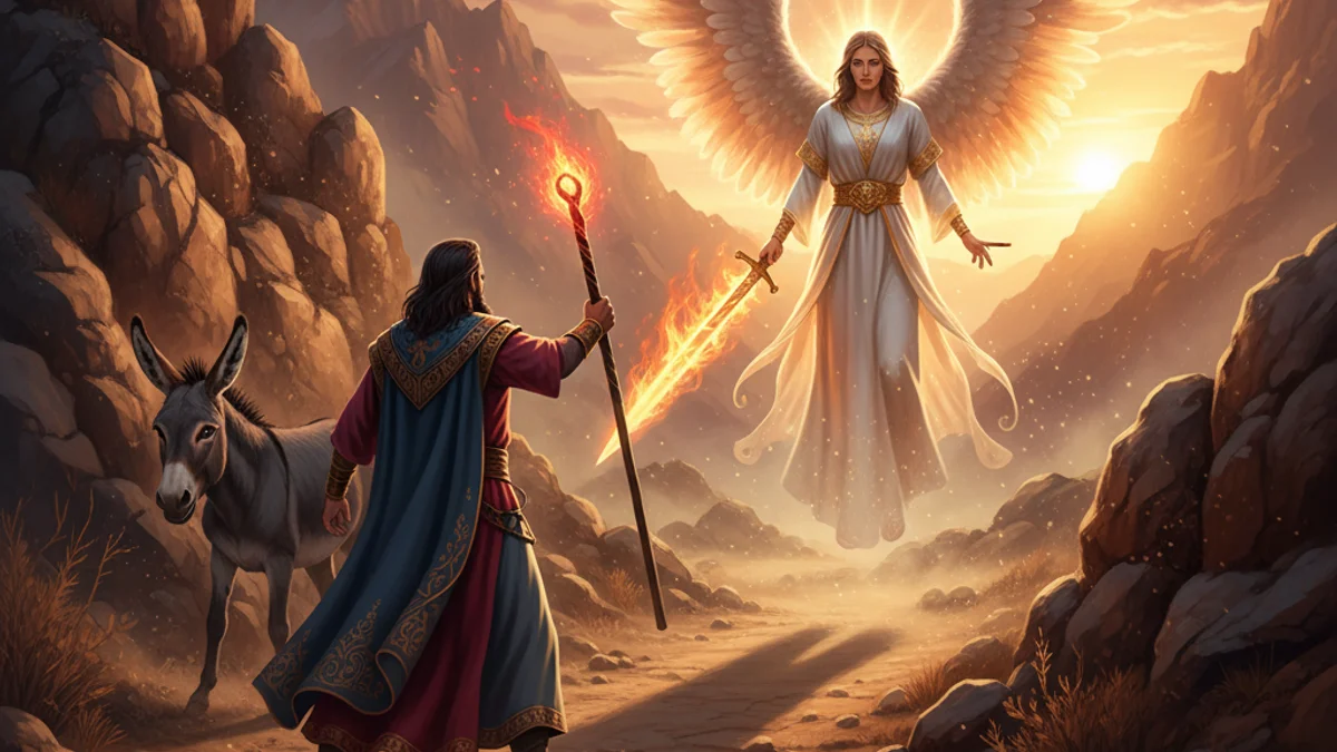 Balaam's Donkey - Tales from the Torah story illustration from Jewish Folklore