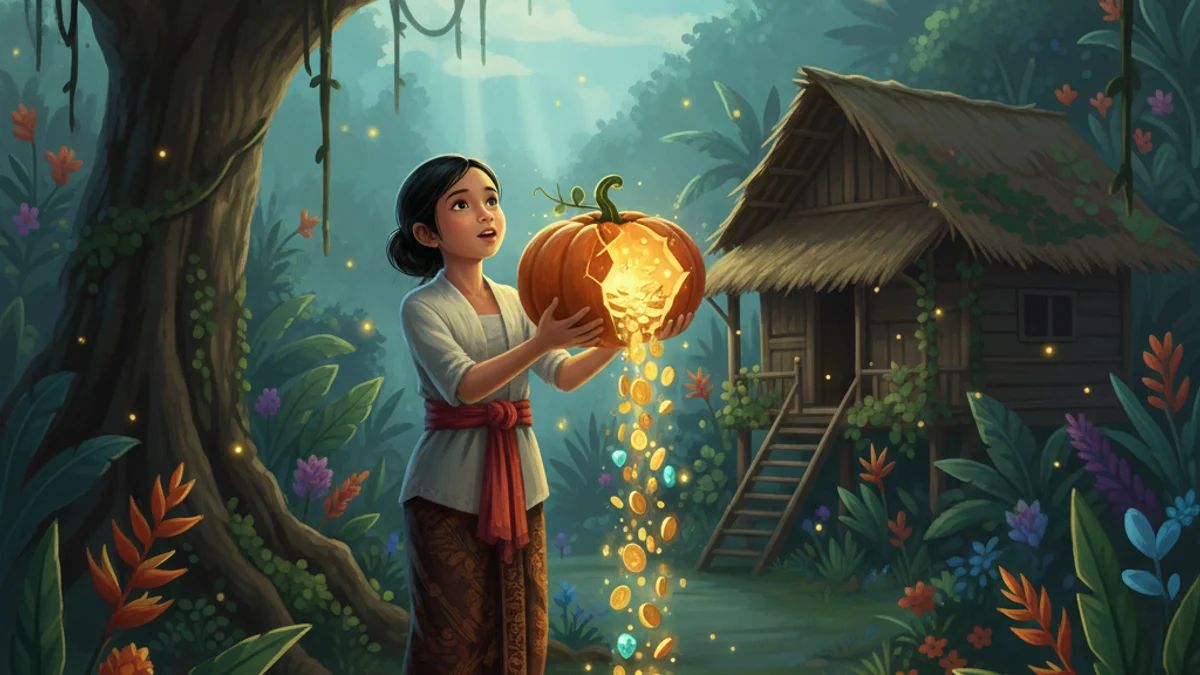 Illustration for Bawang Merah Bawang Putih - a classic legends Indonesian Folklore story with moral lessons