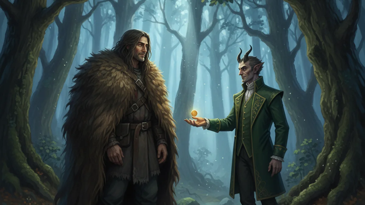 Illustration for Bearskin - a brothers grimm stories European Folklore story with moral lessons