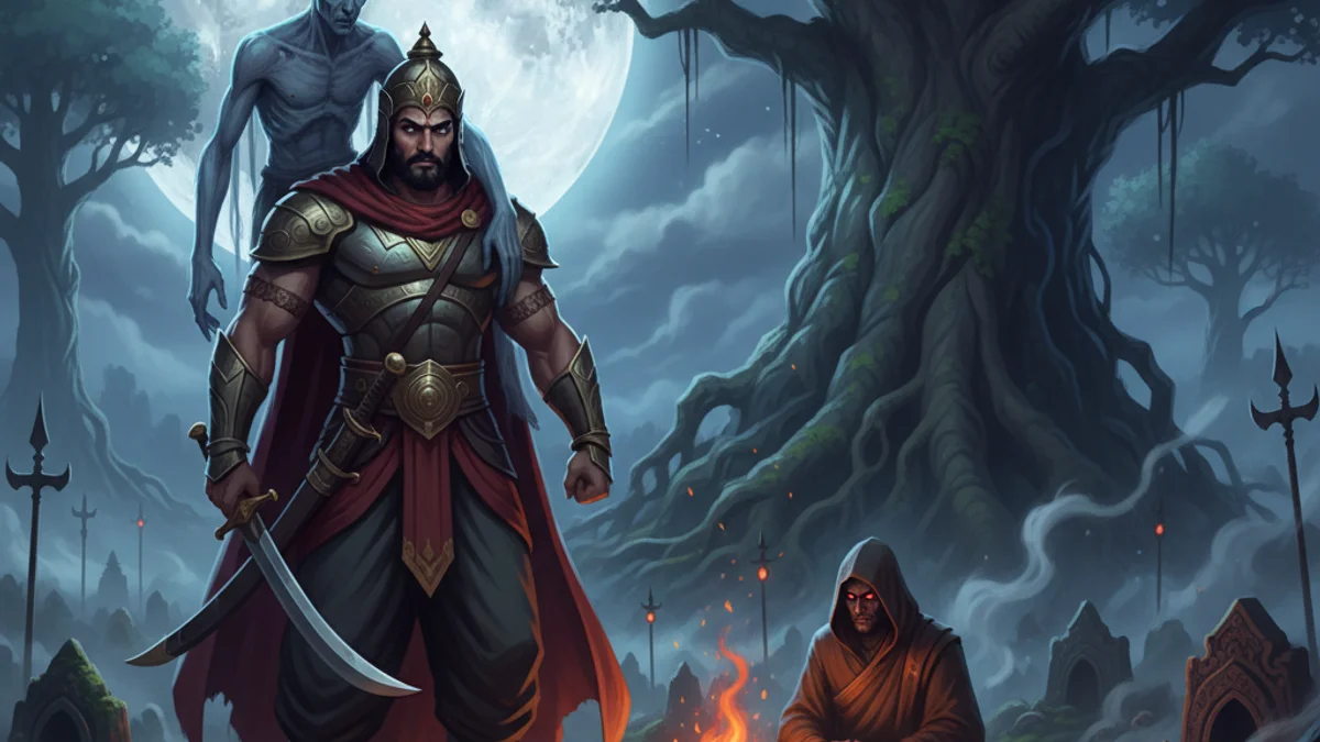 Illustration for Betaal's Final Question - a vikram and betaal Indian Story Collections story with moral lessons