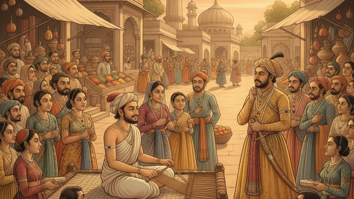 Birbal and the Blind Man - Birbal and Akbar Tales story illustration from Indian Story Collections