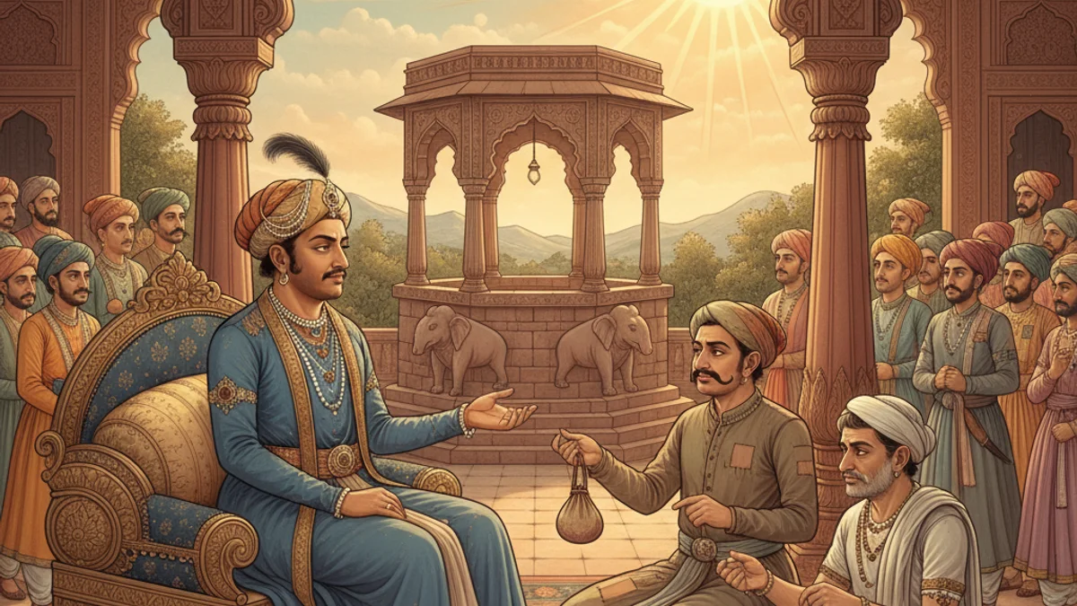 Birbal and the Farmer - Birbal and Akbar Tales story illustration from Indian Story Collections