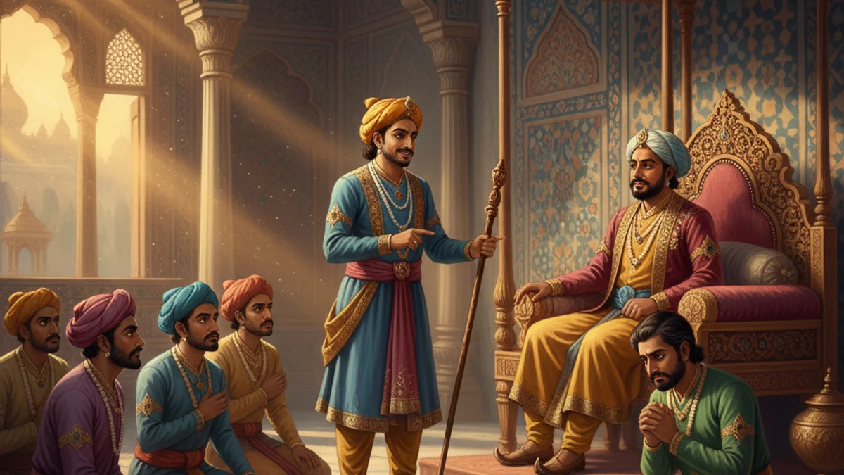 Birbal Catches the Thief - Birbal and Akbar Tales story illustration from Indian Story Collections