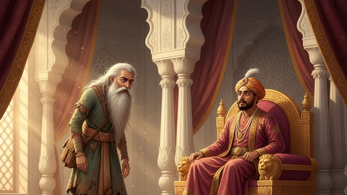 Illustration for Birbal's Journey to Heaven - a birbal and akbar tales Indian Story Collections story with moral lessons