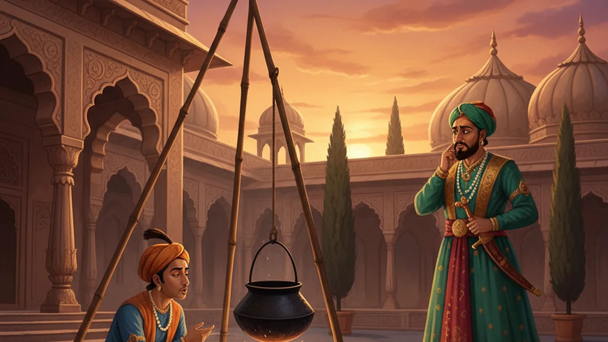 Illustration for Birbal's Khichdi - a birbal and akbar tales Indian Story Collections story with moral lessons