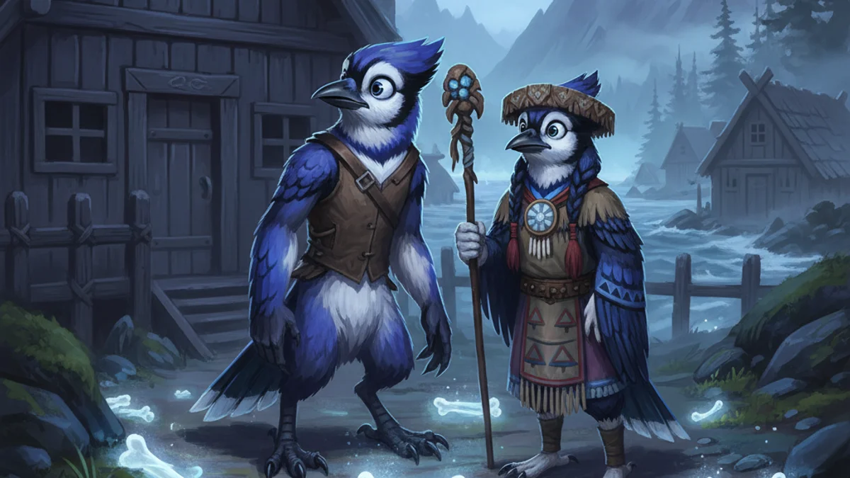 Illustration for Bluejay and Ioi - a additional tribes Native American Legends story with moral lessons