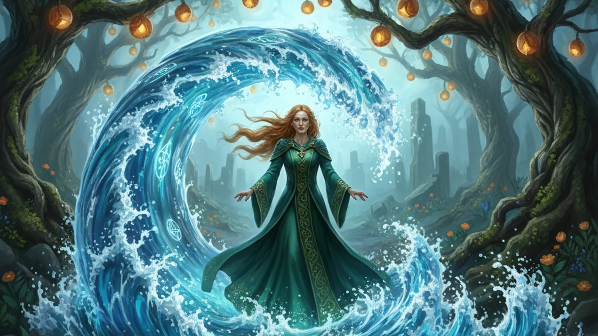 Illustration for Boann and the Boyne - a irish gods and goddesses Celtic Myths story with moral lessons