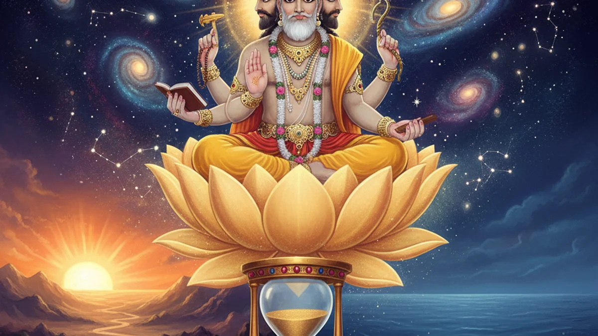 Brahma's Day - Creation and Cosmology story illustration from Hindu Puranas
