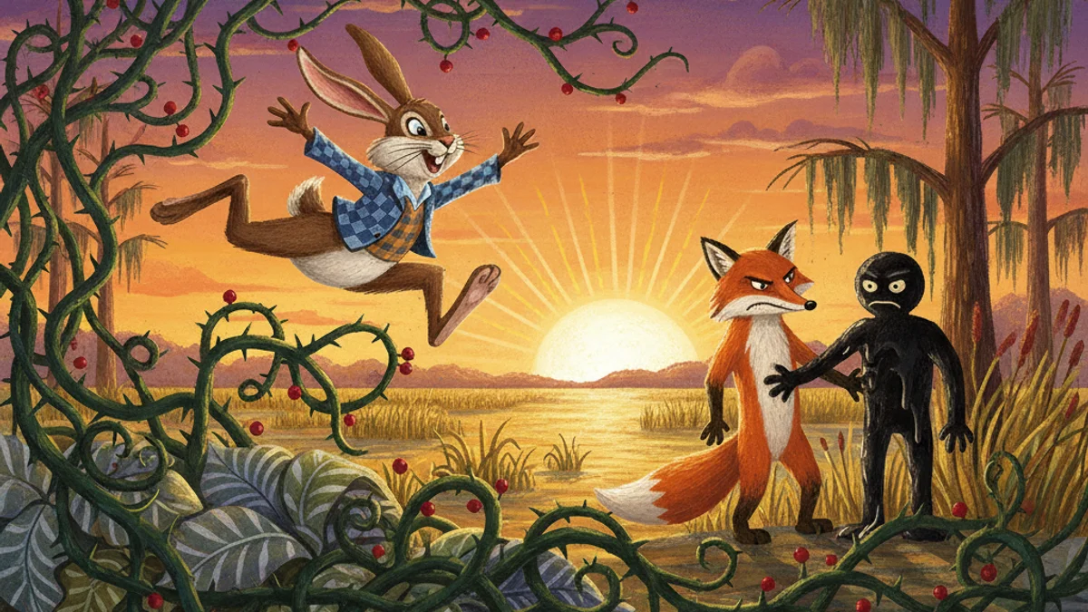 Brer Rabbit Outsmarts Brer Fox - Sea Island Tales story illustration from Gullah Geechee