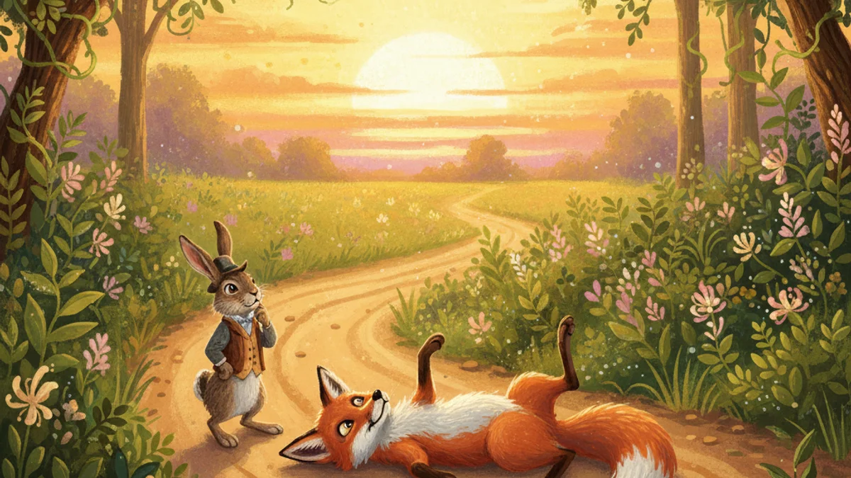 Br'er Rabbit Tricks Br'er Fox - Br'er Rabbit Tales story illustration from African-American Folklore