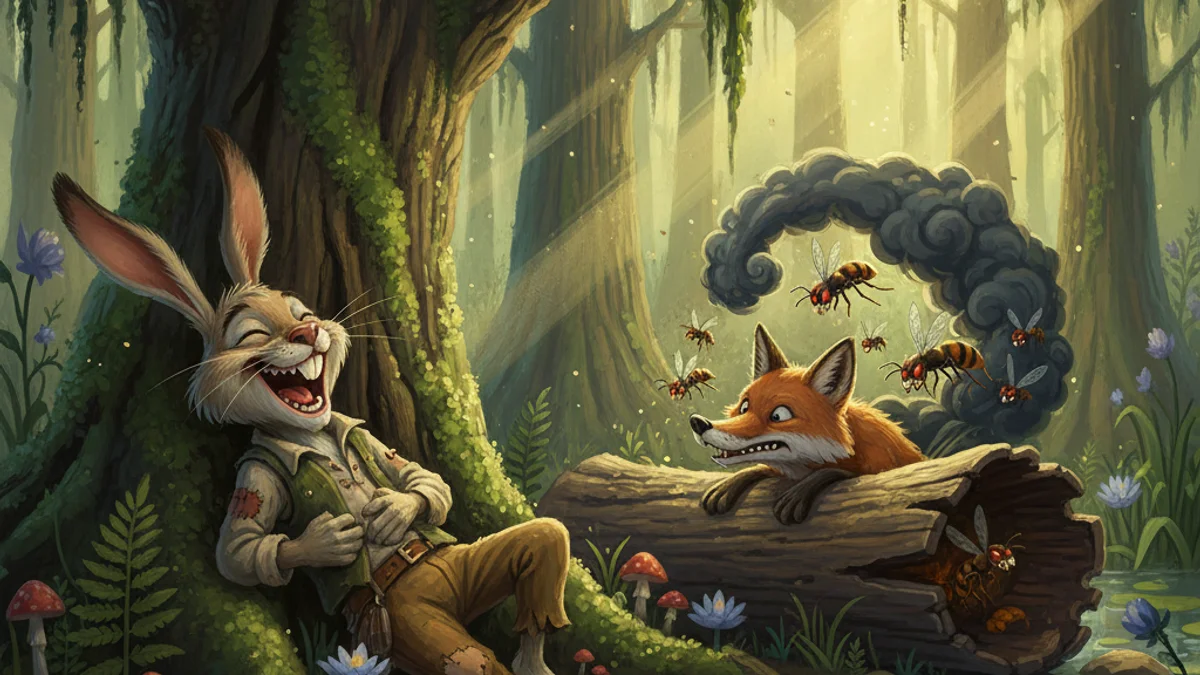 Illustration for Br'er Rabbit's Laughing Place - a br'er rabbit tales African-American Folklore story with moral lessons