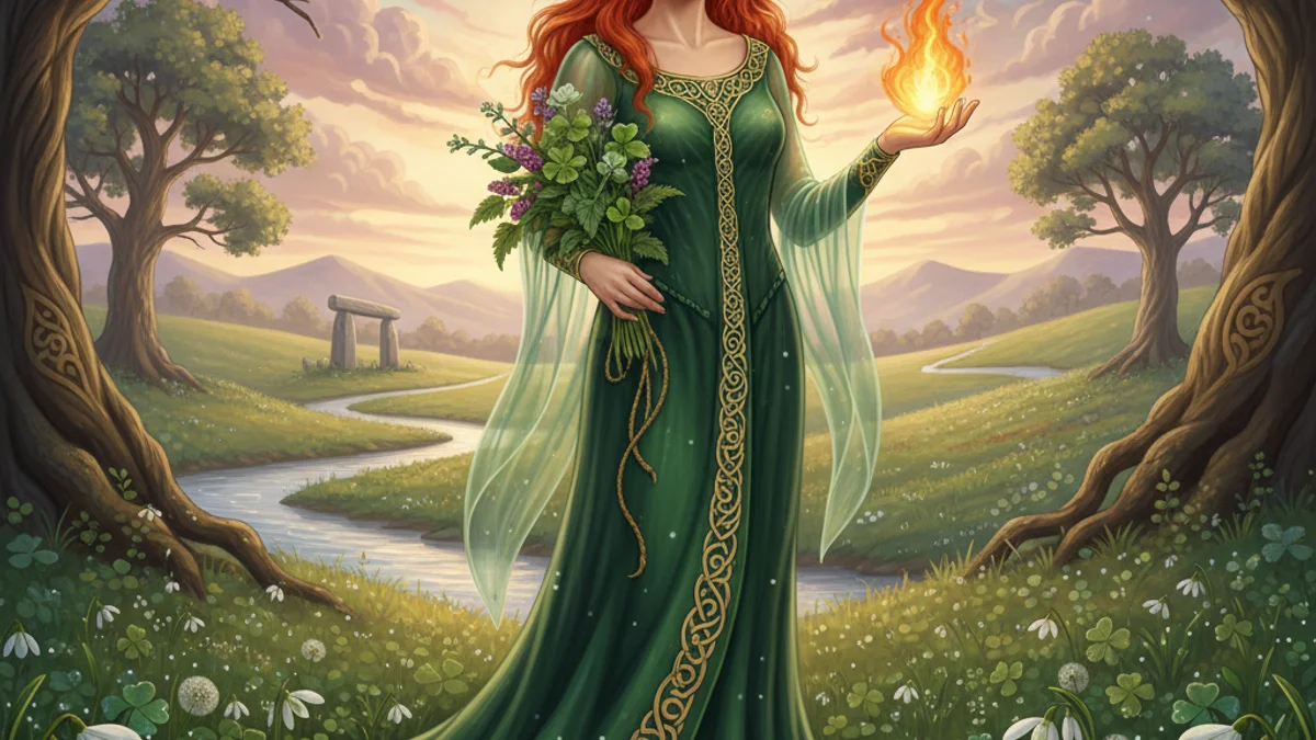Illustration for Brigid the Healer - a irish gods and goddesses Celtic Myths story with moral lessons