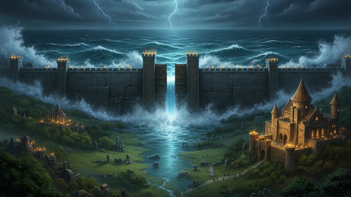 Illustration for Cantre'r Gwaelod the Sunken Kingdom - a welsh legends Celtic Myths story with moral lessons