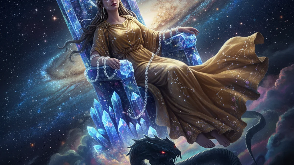 Illustration for Cassiopeia's Vanity - a constellation myths Cross-Cultural Themes story with moral lessons