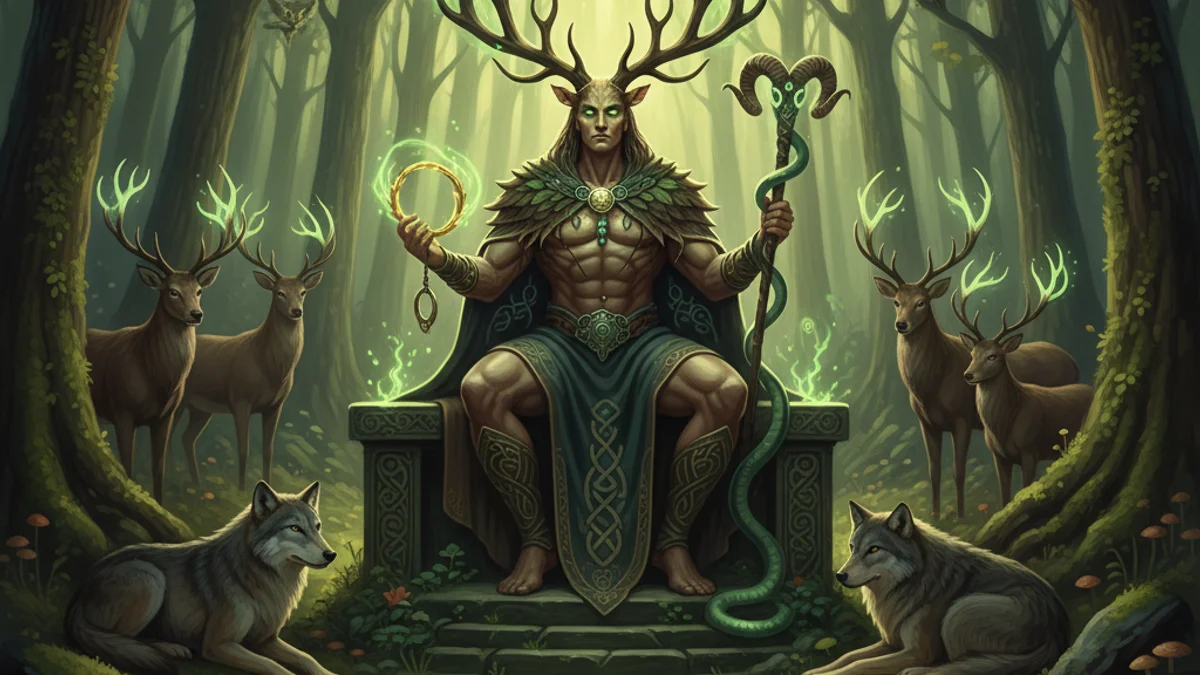Cernunnos the Horned God - Irish Gods and Goddesses story illustration from Celtic Myths