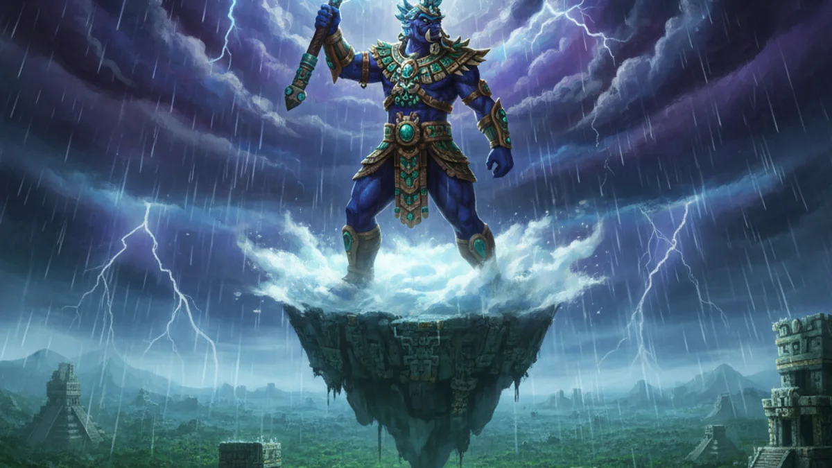 Illustration for Chaac the Rain God - a mayan gods Mayan and Aztec Mythology story with moral lessons