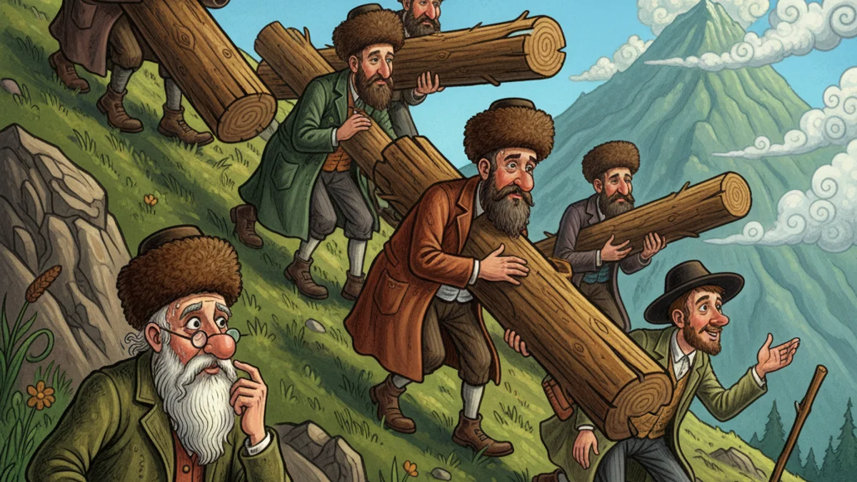 Chelm Builds a Synagogue - Fools of Chelm story illustration from Jewish Folklore