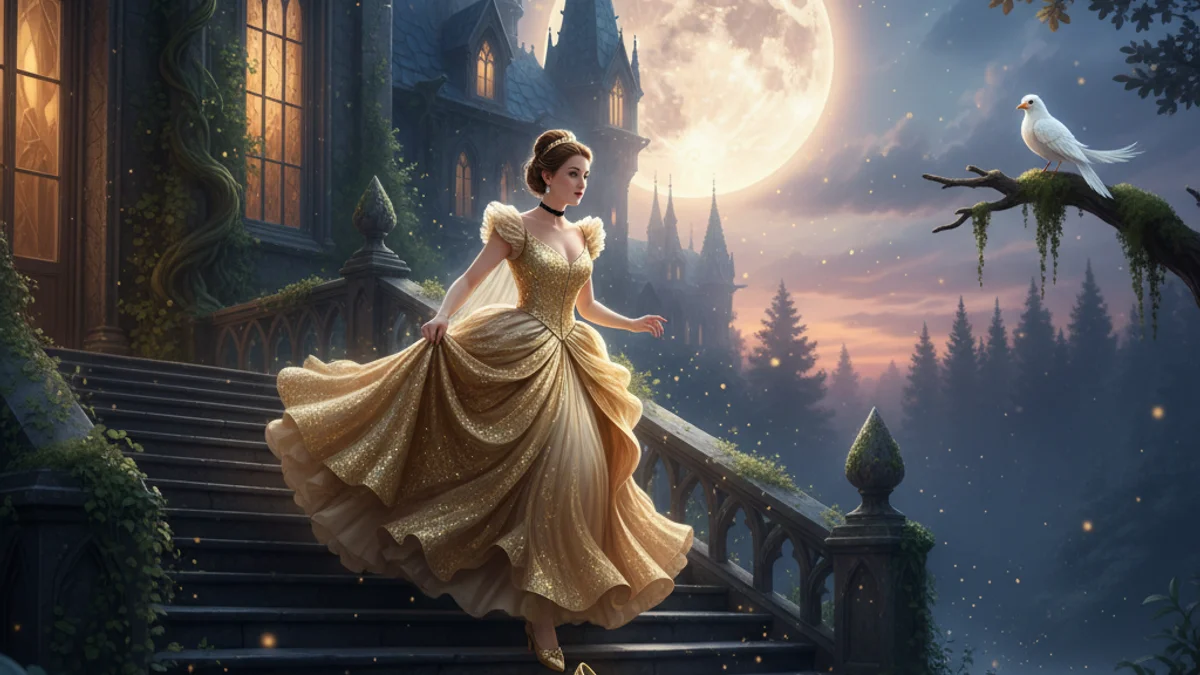 Illustration for Cinderella - a brothers grimm stories European Folklore story with moral lessons