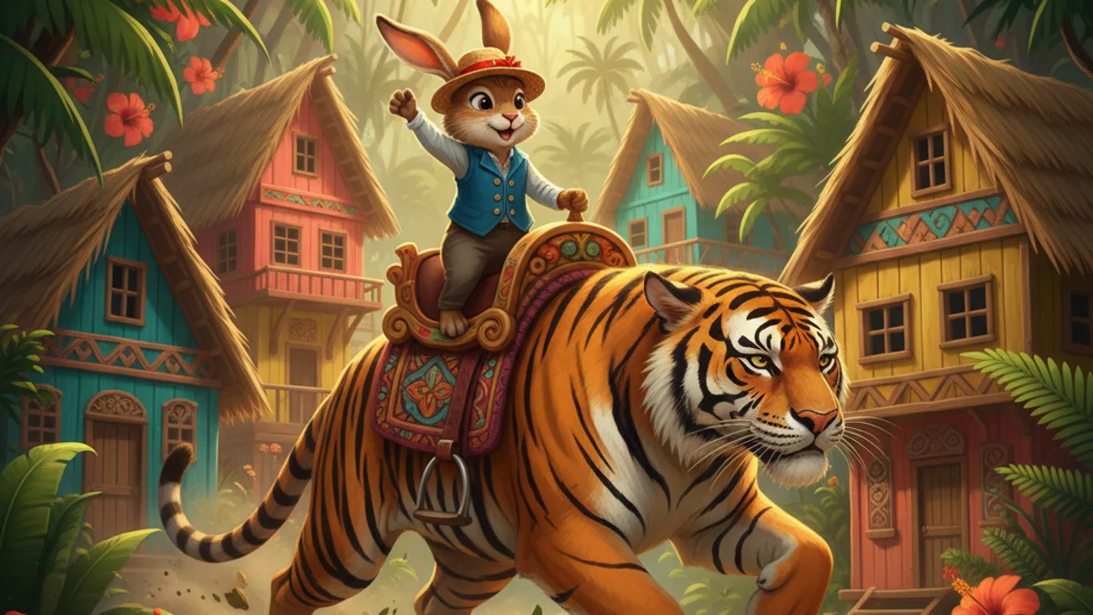 Illustration for Compé Lapin and Compé Tiger - a trickster tales Caribbean Folklore story with moral lessons