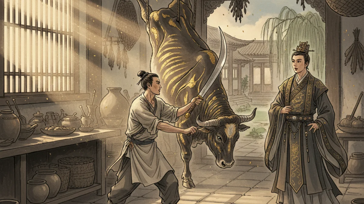 Illustration for Cook Ding Cuts the Ox - a wisdom stories Taoist Tales story with moral lessons