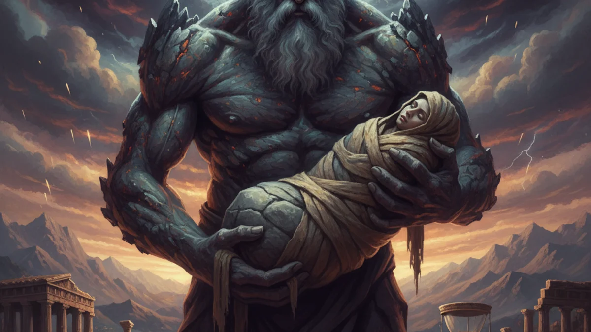 Illustration for Cronus Swallowing His Children - a titans Greek Myths story with moral lessons