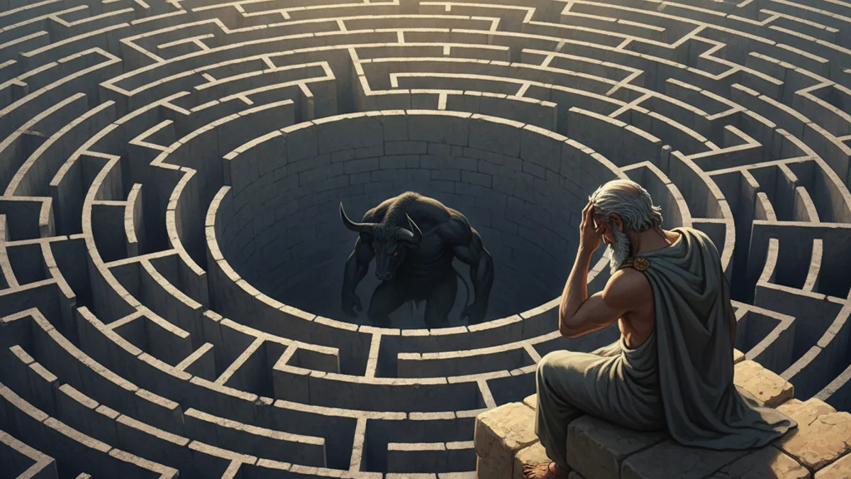 Illustration for Daedalus and the Labyrinth - a famous myths Greek Myths story with moral lessons