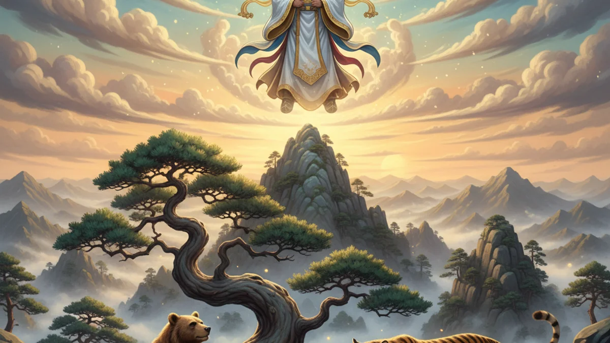 Dangun Founder of Korea - Foundation Myths story illustration from Korean Mythology