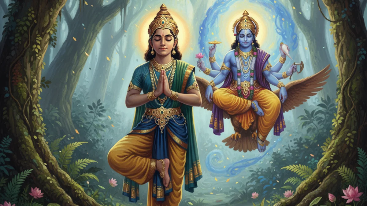 Illustration for Dhruva's Devotion - a tales from the bhagavata purana Hindu Puranas story with moral lessons