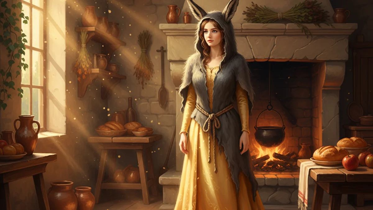 Illustration for Donkeyskin - a famous fairy tales European Folklore story with moral lessons