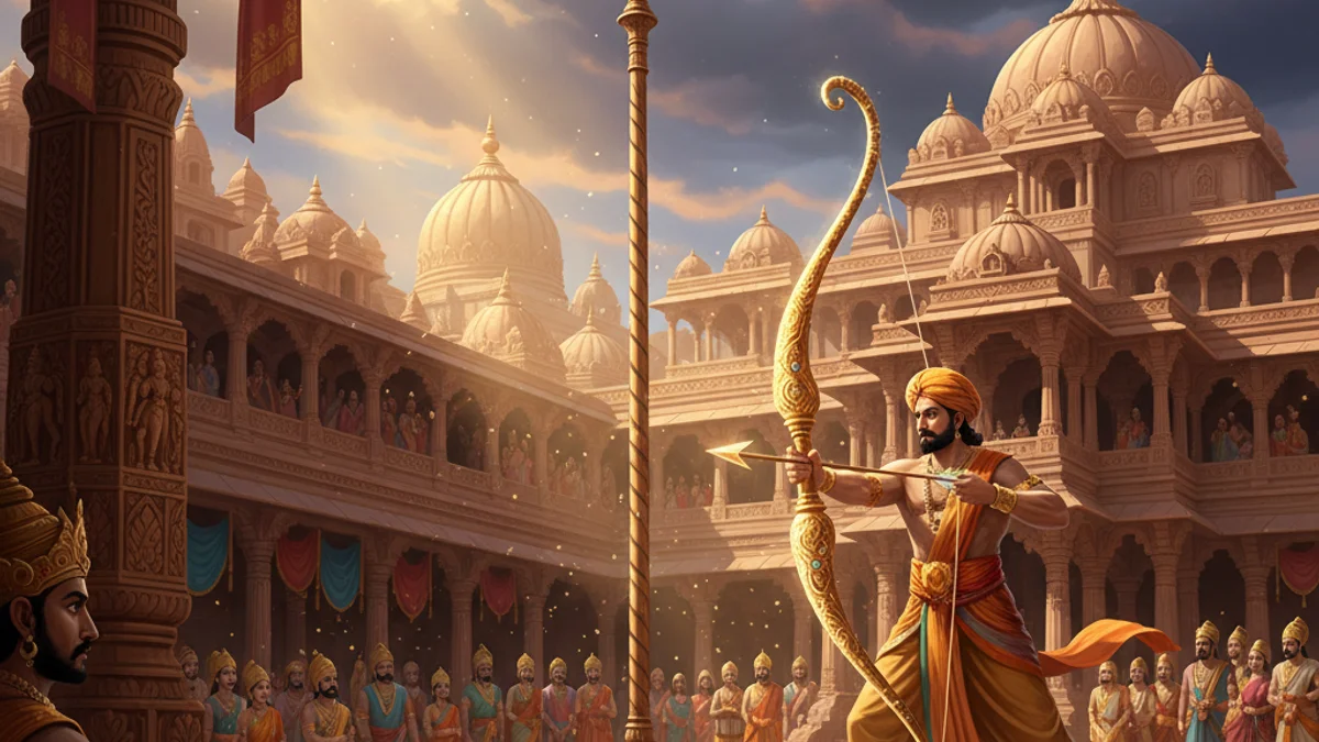 Illustration for Draupadi's Swayamvara - a stories from the mahabharata Hindu Epics story with moral lessons