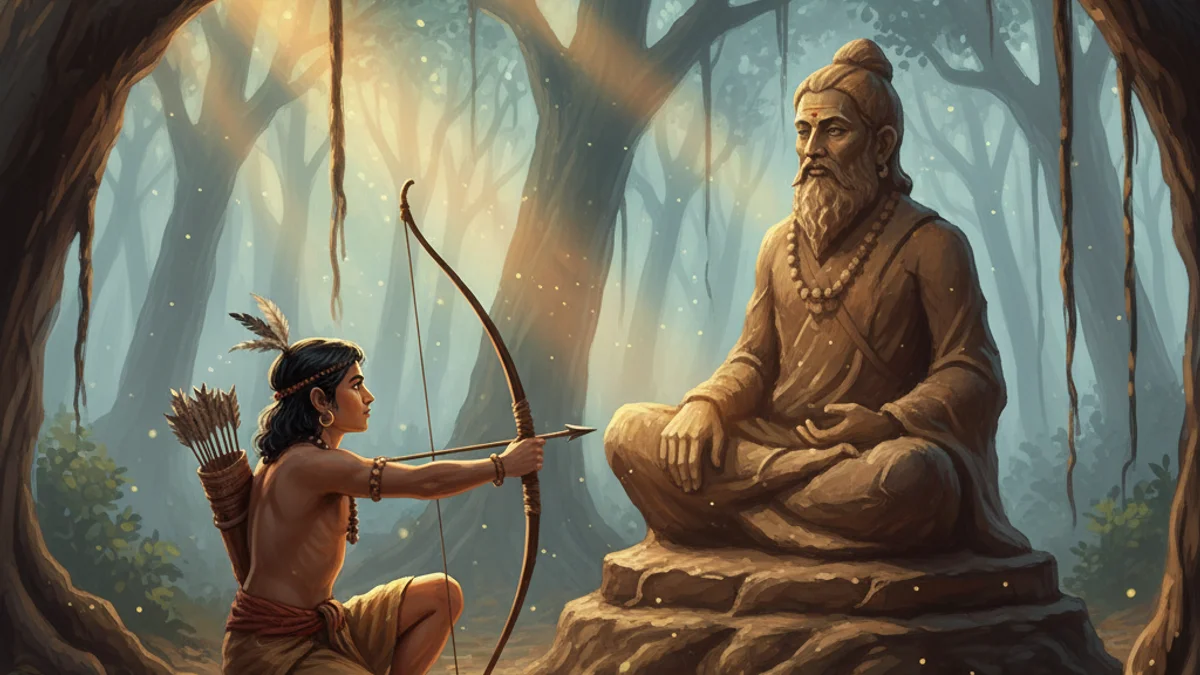 Illustration for Ekalavya's Devotion - a additional stories Hindu Epics story with moral lessons