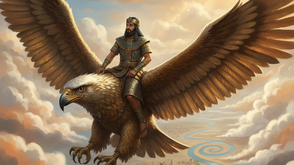 Illustration for Etana and the Eagle - a sumerian gods Mesopotamian Mythology story with moral lessons