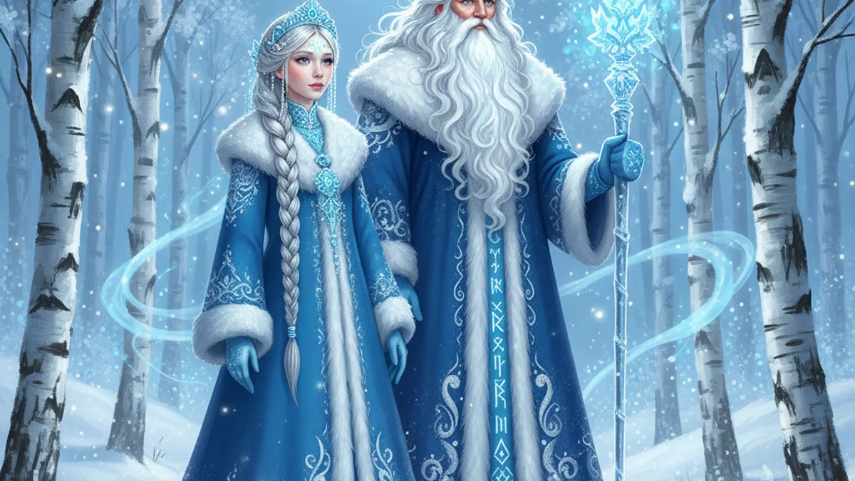 Illustration for Father Frost and the Snow Maiden - a winter tales Christmas and Winter Folklore story with moral lessons